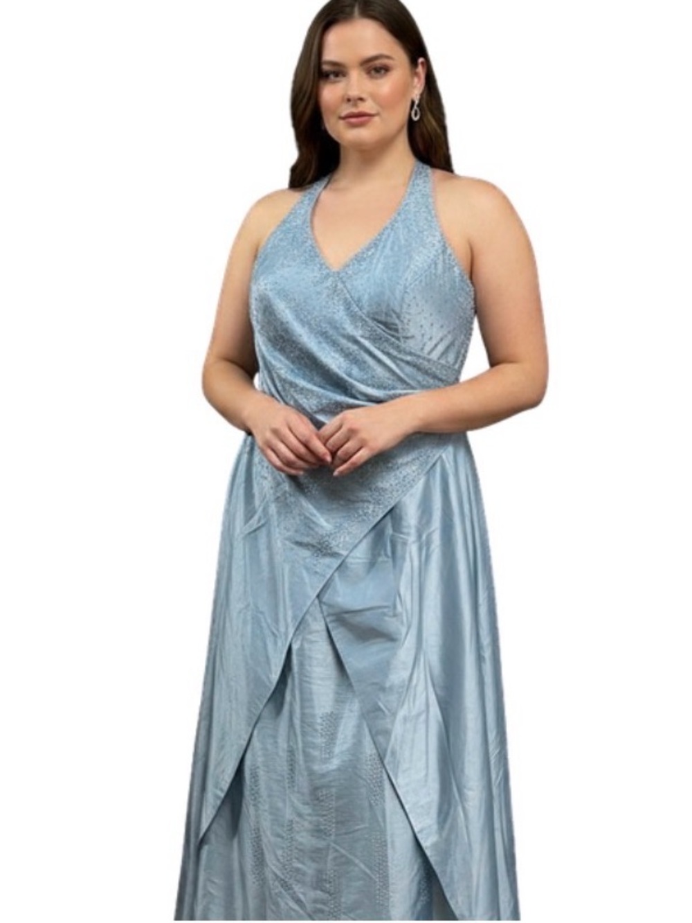 Milano Light Blue Halter Maxi Dress